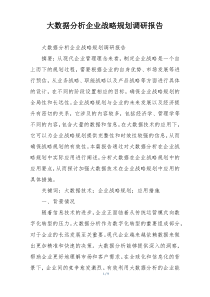大数据分析企业战略规划调研报告