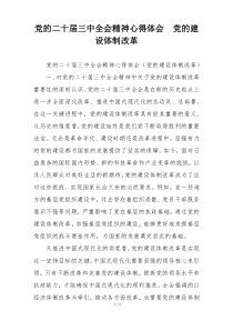 党的二十届三中全会精神心得体会  党的建设体制改革
