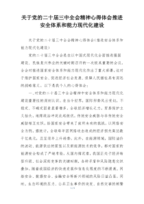 关于党的二十届三中全会精神心得体会推进安全体系和能力现代化建设
