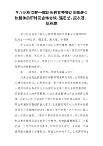 学习纪检监察干部队伍教育整顿动员部署会议精神的研讨发言铸忠诚、强思想，振衣冠、除积弊
