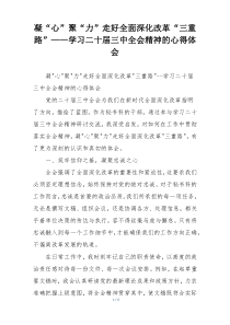 凝“心”聚“力”走好全面深化改革“三重路”——学习二十届三中全会精神的心得体会
