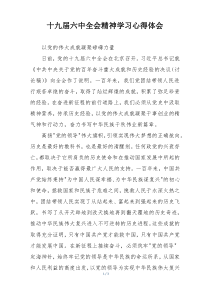 十九届六中全会精神学习心得体会
