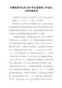 乡镇党委书记在2025年全县组织工作会议上的交流发言