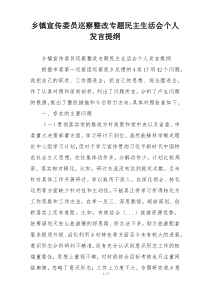 乡镇宣传委员巡察整改专题民主生活会个人发言提纲