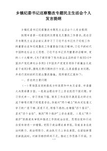乡镇纪委书记巡察整改专题民主生活会个人发言提纲