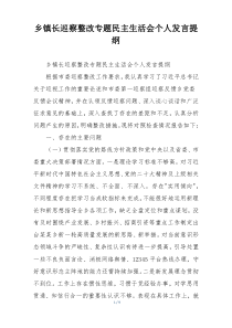 乡镇长巡察整改专题民主生活会个人发言提纲