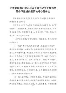 团市委副书记学习习近平总书记关于加强党的作风建设的重要论述心得体会