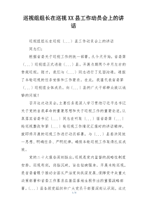 巡视组组长在巡视XX县工作动员会上的讲话