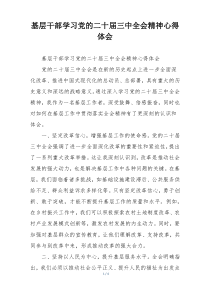 基层干部学习党的二十届三中全会精神心得体会