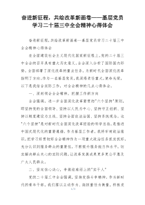 奋进新征程，共绘改革新画卷——基层党员学习二十届三中全会精神心得体会