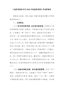 X基层党组织书记20XX年抓基层党建工作述职报告