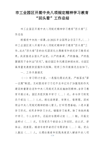 市工业园区开展中央八项规定精神学习教育“回头看”工作总结