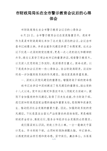 市财政局局长在全市警示教育会议后的心得体会