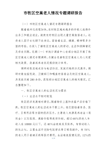 市牧区空巢老人情况专题调研报告