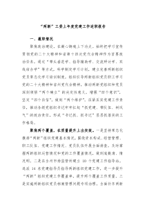 两新工委上年度党建工作述职报告