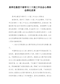 某单位基层干部学习二十届三中全会心得体会深化改革