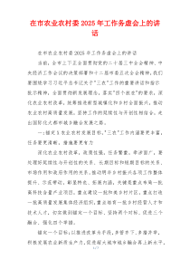 在市农业农村委2025年工作务虚会上的讲话