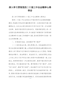 深入学习贯彻党的二十届三中全会精神心得体会