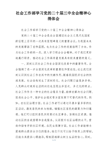 社会工作部学习党的二十届三中全会精神心得体会