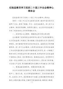 纪检监察员学习党的二十届三中全会精神心得体会