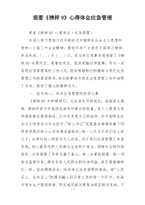 观看《榜样9》心得体会应急管理
