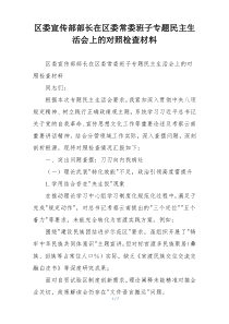 区委宣传部部长在区委常委班子专题民主生活会上的对照检查材料