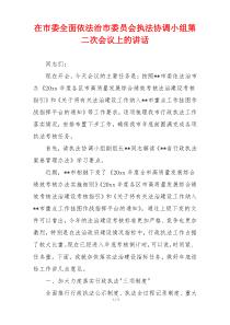 在市委全面依法治市委员会执法协调小组第二次会议上的讲话