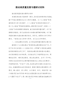 推动高质量发展专题研讨材料