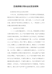 区政府统计局长会议发言材料