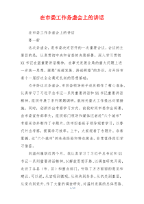 在市委工作务虚会上的讲话