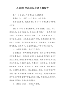县2025年总林长会议上的发言