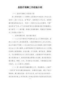县医疗保障工作经验介绍