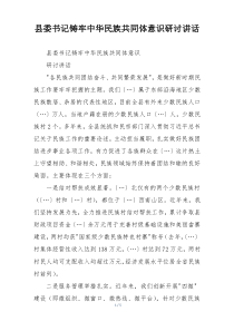 县委书记铸牢中华民族共同体意识研讨讲话