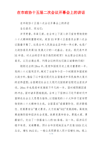 在市政协十五届二次会议开幕会上的讲话