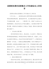 县委政法委在县委重点工作务虚会议上的发言
