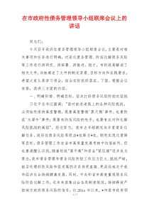 在市政府性债务管理领导小组联席会议上的讲话