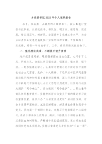 乡党委书记20XX年个人述职报告
