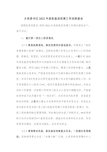 乡党委书记20XX年度抓基层党建工作述职报告
