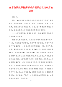 在市防汛抗旱指挥部成员视频会议结束后的讲话