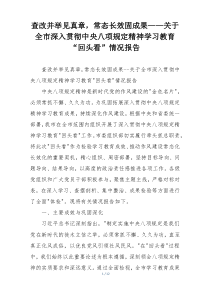 查改并举见真章，常态长效固成果——关于全市深入贯彻中央八项规定精神学习教育“回头看”情况报告