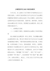 乡镇党委书记20XX年度述法报告