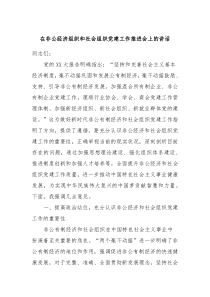 在非公经济组织和社会组织党建工作推进会上的讲话
