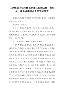 在党组织书记围绕抓党建工作晒成绩、亮任务、谈思路座谈会上的交流发言