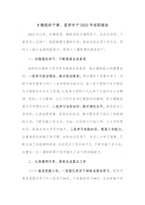 乡镇组织干事宣传专干20XX年述职报告