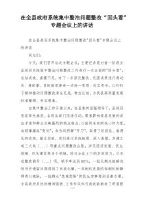 在全县政府系统集中整治问题整改“回头看”专题会议上的讲话