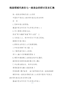 统战领域代表在七一座谈会的研讨发言汇集
