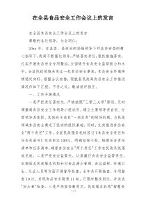 在全县食品安全工作会议上的发言