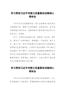 学习贯彻习近平考察江西重要讲话精神心得体会交流发言十五篇