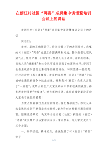 在新任村社区“两委”成员集中谈话暨培训会议上的讲话