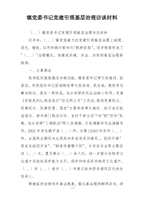 镇党委书记党建引领基层治理访谈材料